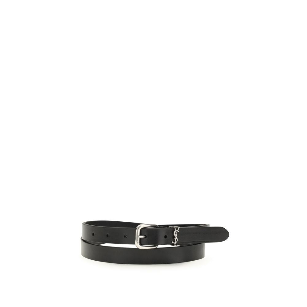 Cinturón Regular Saint Laurent de Algodón Negro
