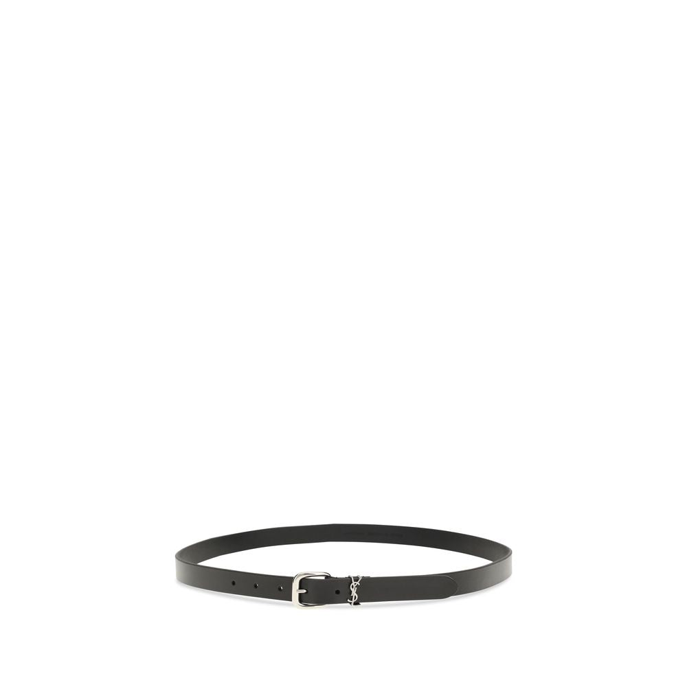 Cinturón Regular Saint Laurent de Algodón Negro