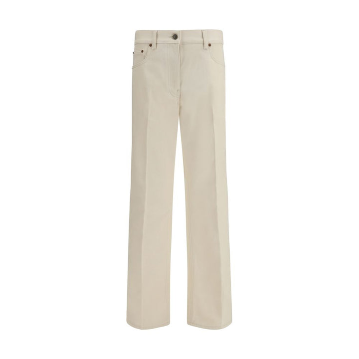 Vaqueros acampanados de algodón beige de Valentino