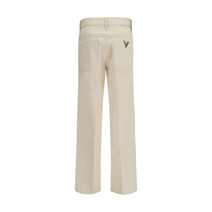 Vaqueros acampanados de algodón beige de Valentino