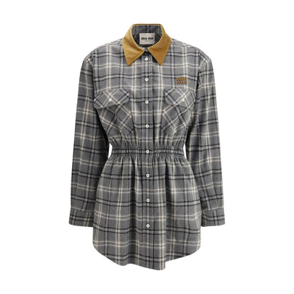 Miu Miu Gray Cotton Casual Dress