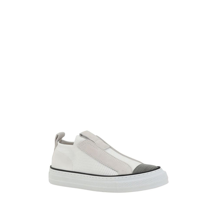 Zapatillas bajas de nailon blancas Brunello Cucinelli
