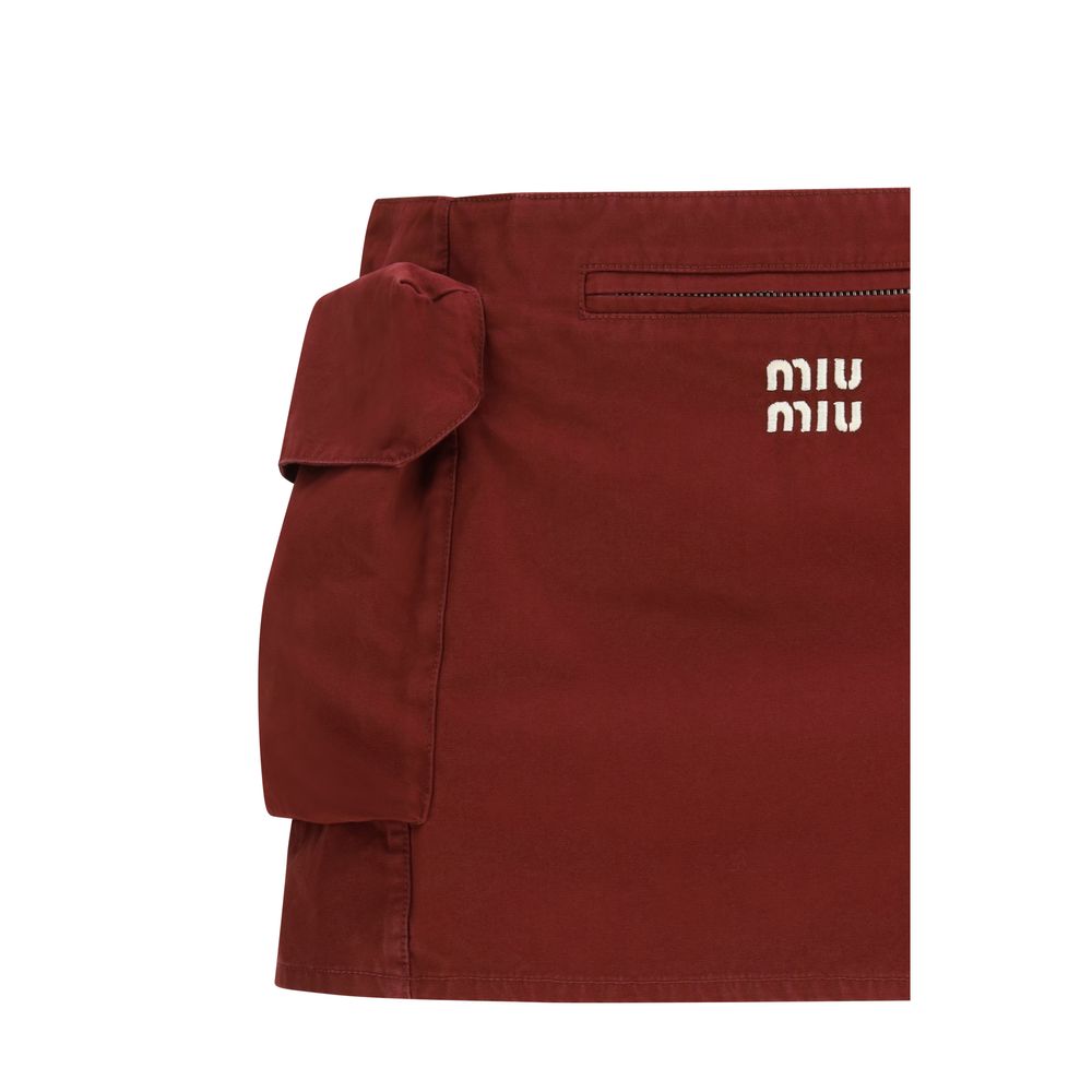 Minifalda Miu Miu de algodón color burdeos