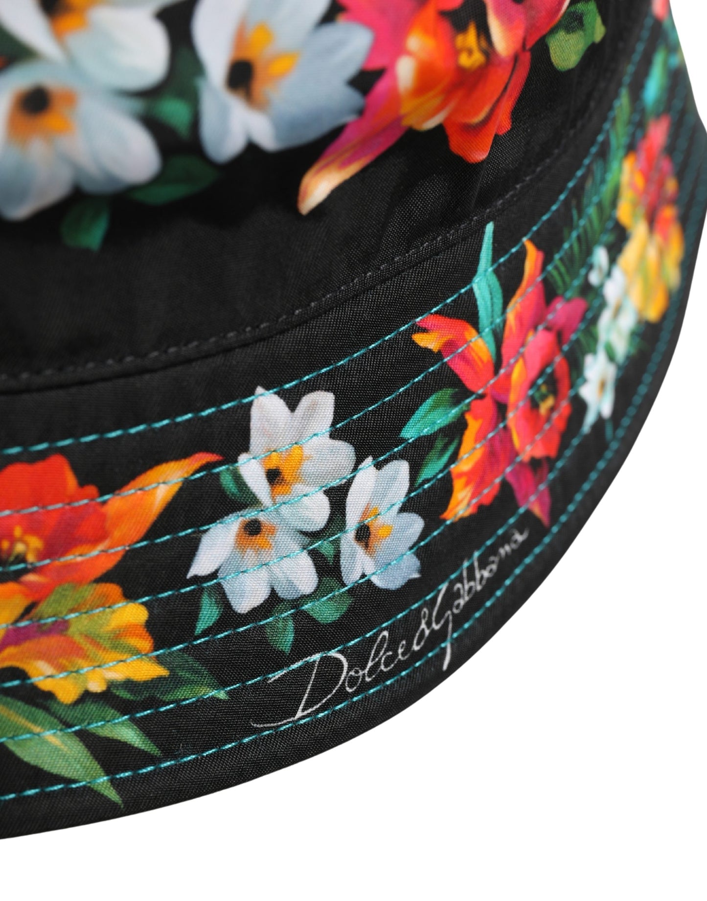 Dolce & Gabbana Gorra de pescador de nailon con estampado floral negro para hombre