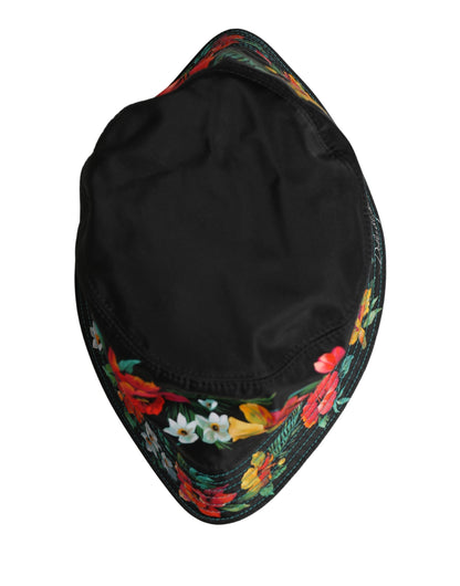 Dolce & Gabbana Gorra de pescador de nailon con estampado floral negro para hombre
