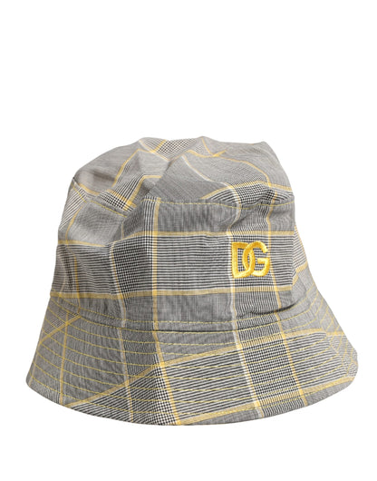 Gorra de pescador de cubo a cuadros grises para hombre Dolce & Gabbana