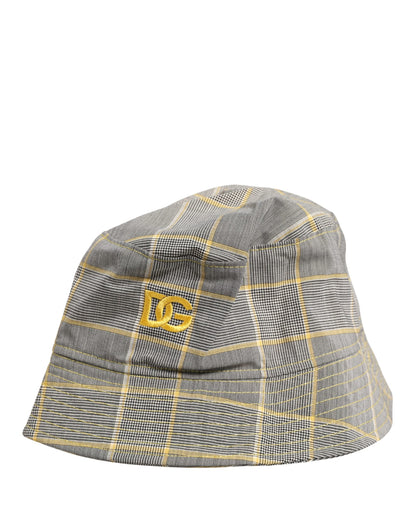 Gorra de pescador de cubo a cuadros grises para hombre Dolce & Gabbana