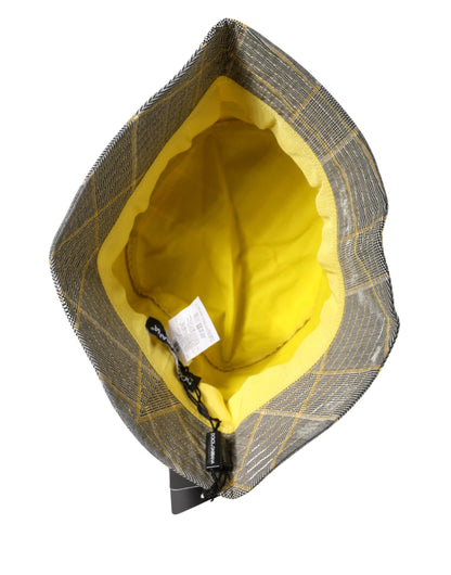 Gorra de pescador de cubo a cuadros grises para hombre Dolce & Gabbana