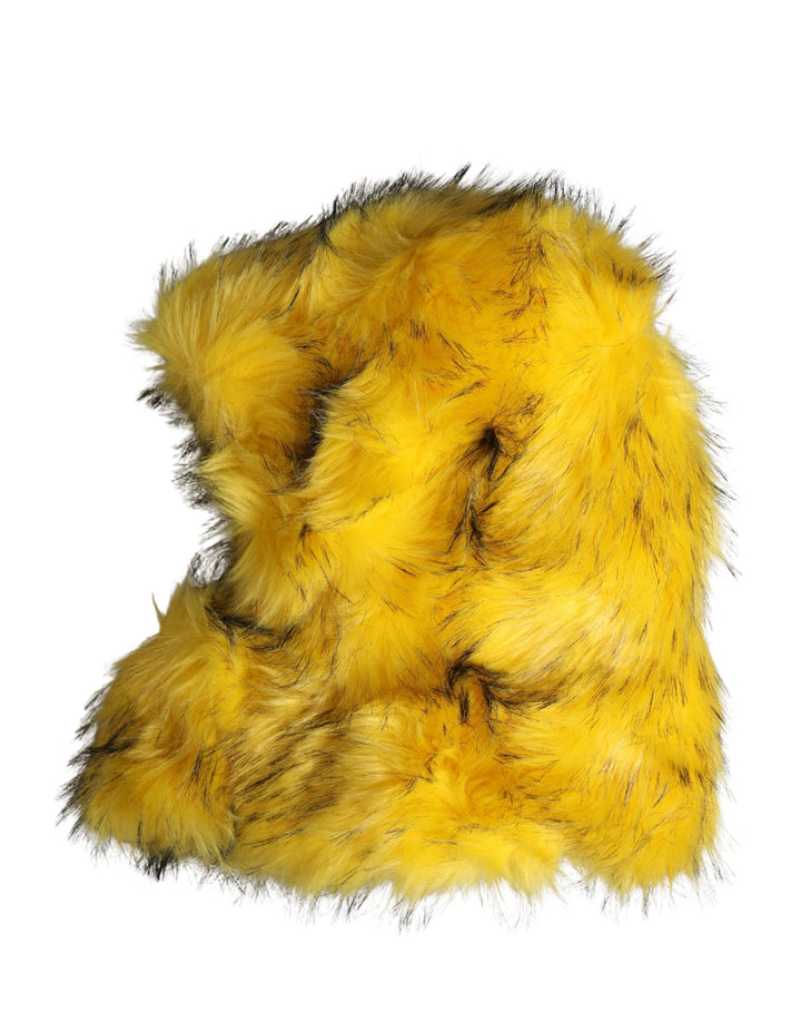 Casquette Bob Femme en Fourrure Modacrylique Jaune Dolce & Gabbana