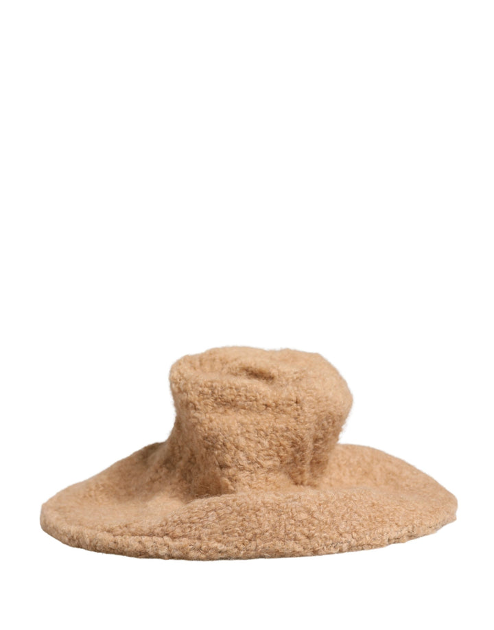 Bonnet en fourrure de laine vierge beige Dolce & Gabbana pour femme