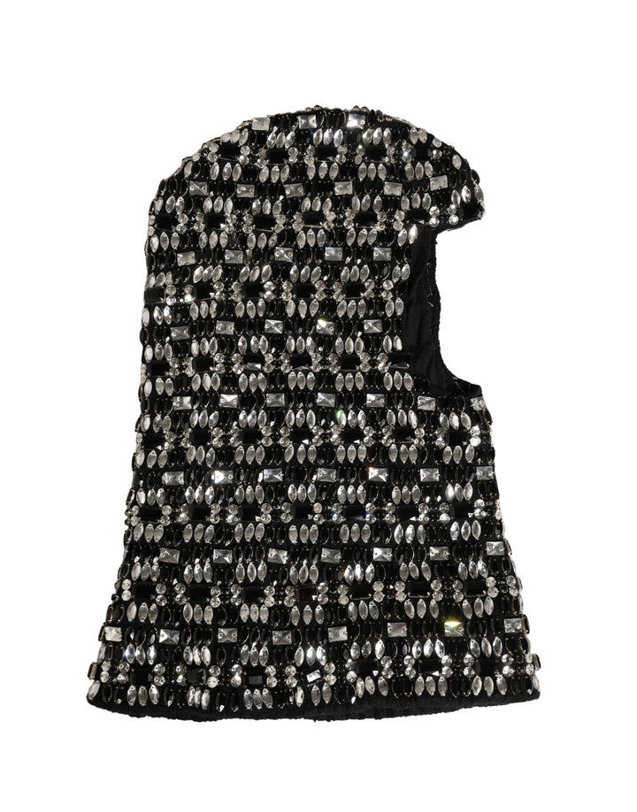 Passe-montagne Dolce & Gabbana en laine noire orné de cristaux