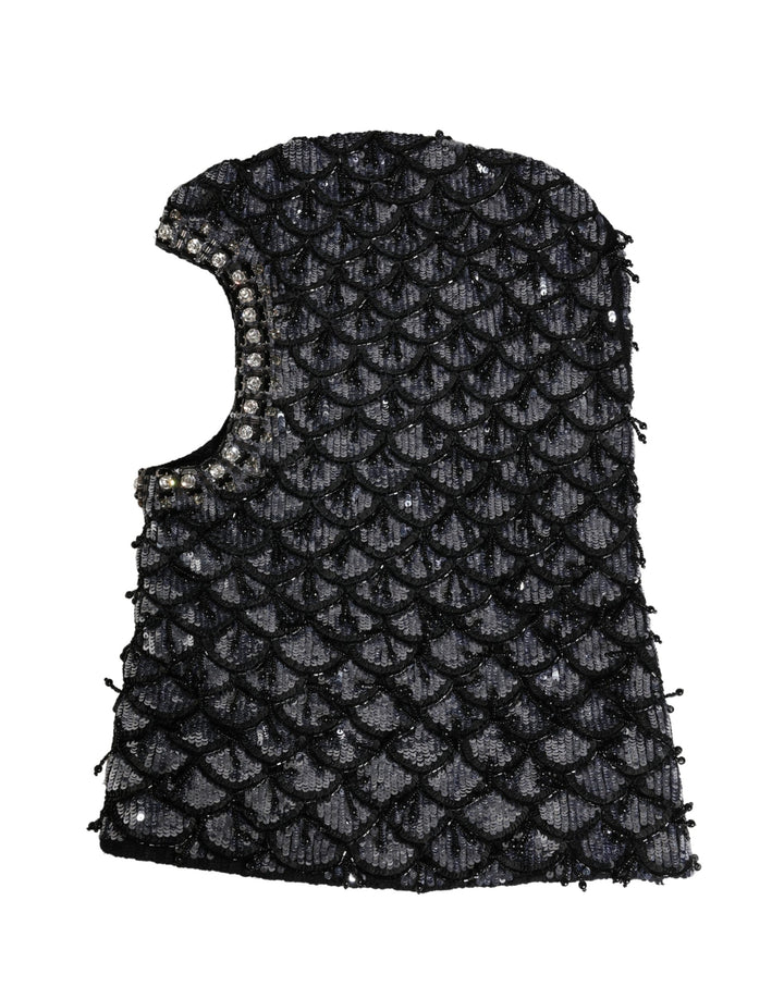 Passe-montagne Dolce & Gabbana en laine noire orné de cristaux