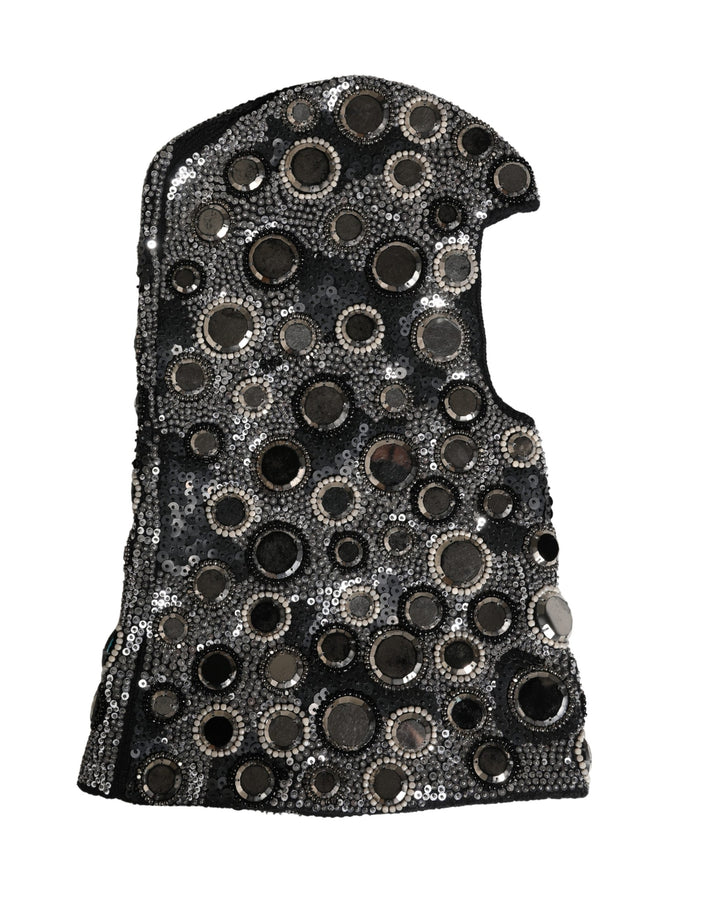Passe-montagne Dolce & Gabbana en laine noire orné de cristaux