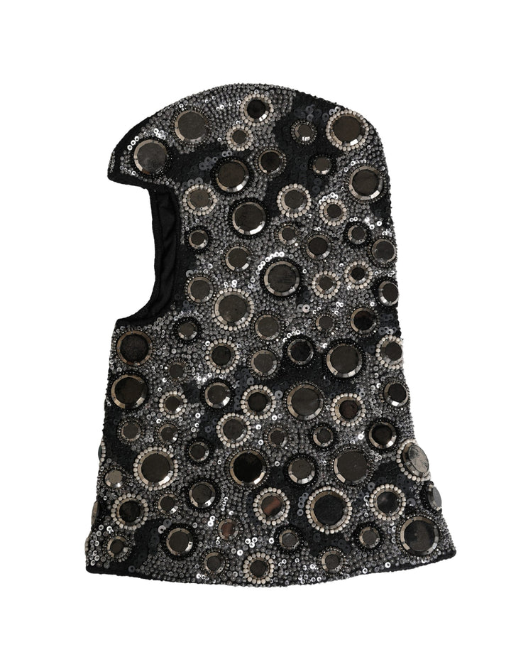 Passe-montagne Dolce & Gabbana en laine noire orné de cristaux