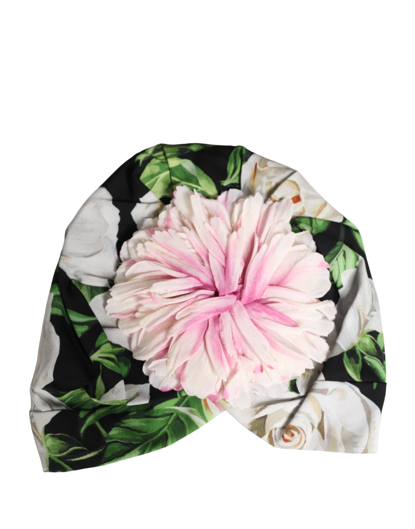 Gorro turbante negro con motivo floral para mujer de Dolce & Gabbana