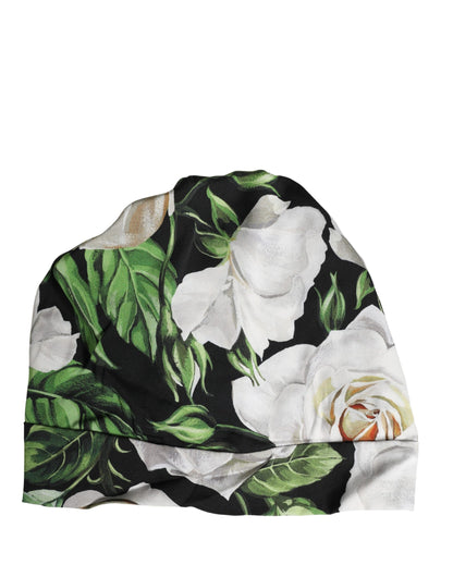 Gorro turbante negro con motivo floral para mujer de Dolce & Gabbana