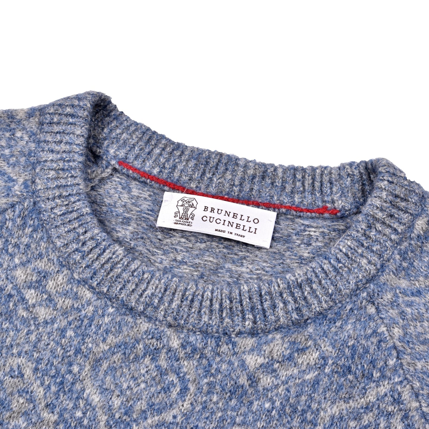 Brunello Cucinelli Blue Leather Sweatshirt