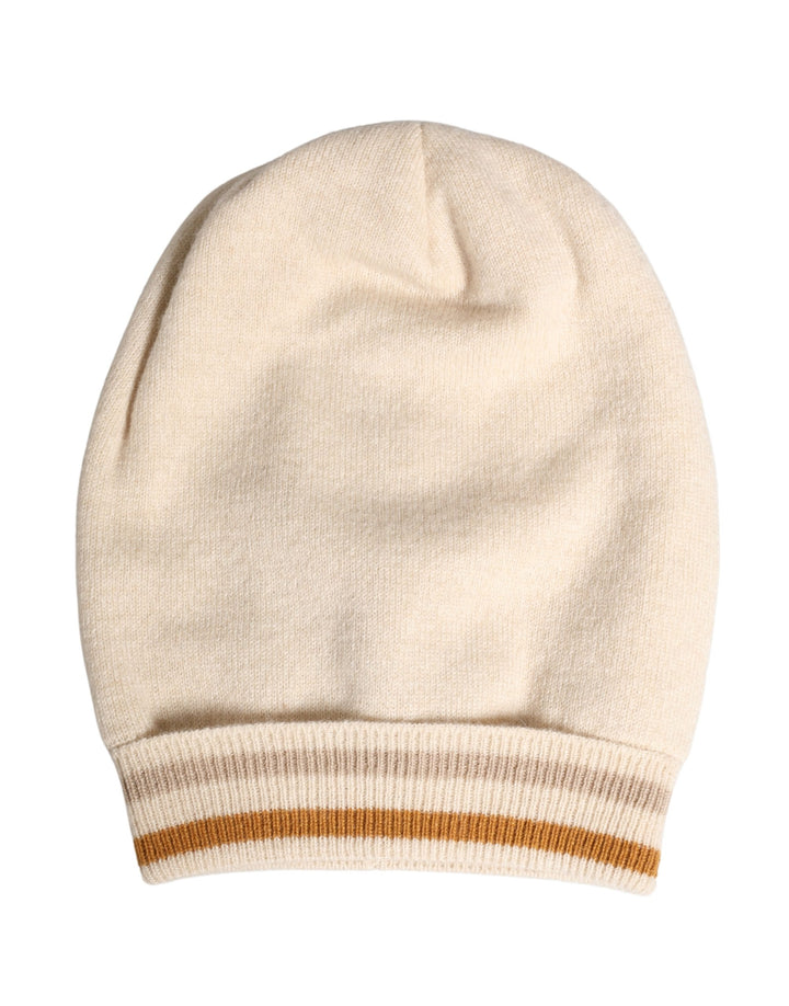 Bonnet d'hiver en cachemire tricoté beige Dolce & Gabbana pour femme