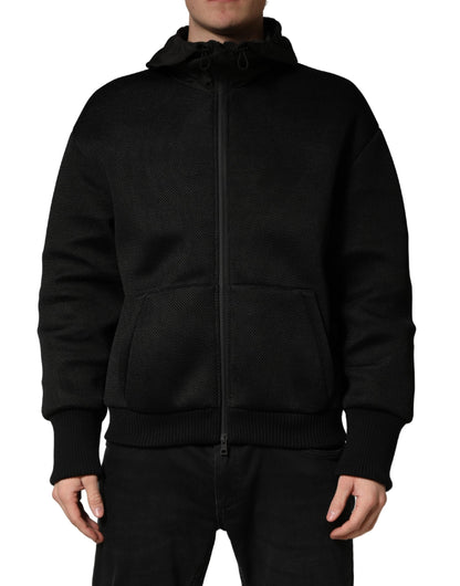 Chaqueta Bomber Dolce & Gabbana Negra con Capucha y Cremallera Completa para Hombre