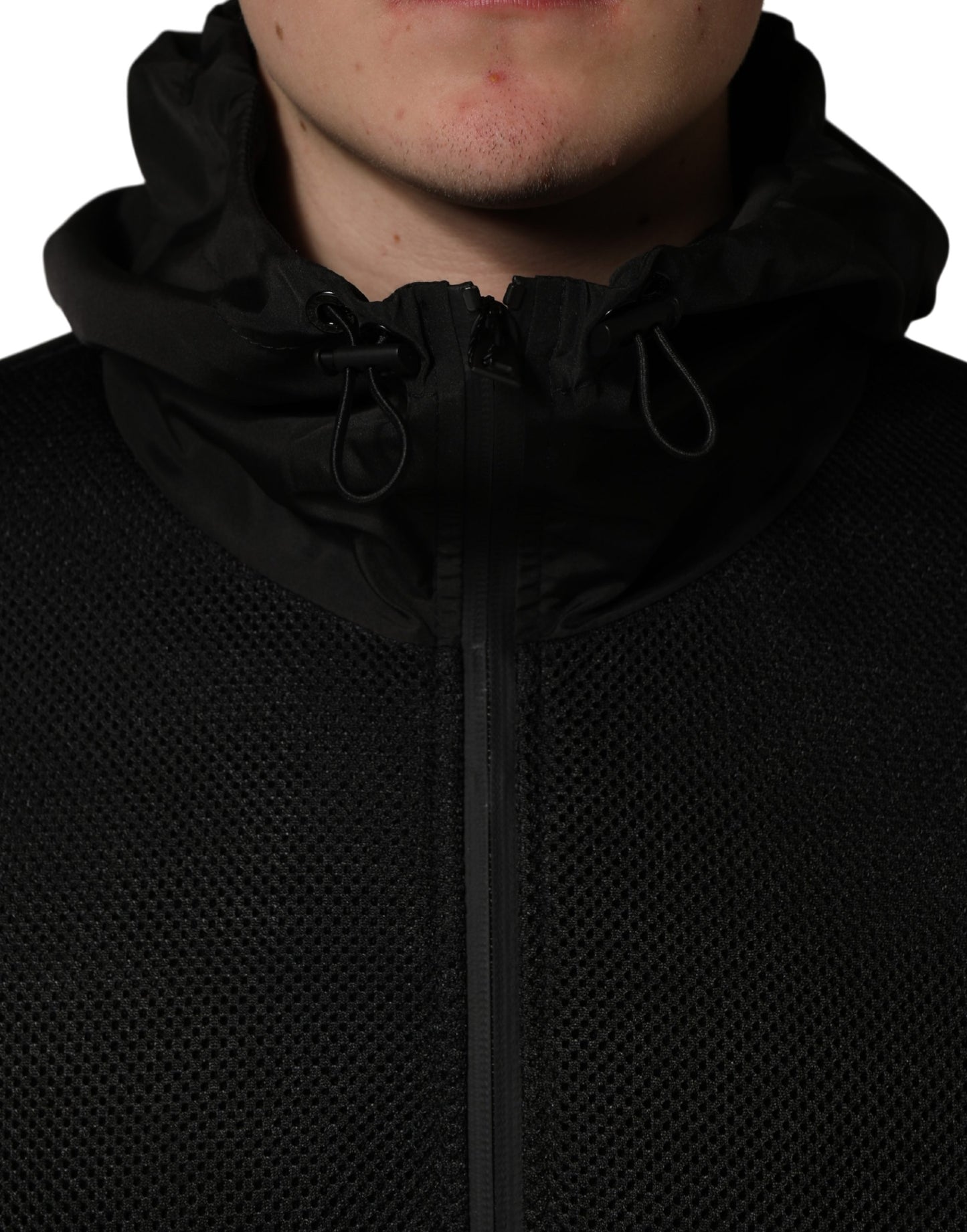 Chaqueta Bomber Dolce & Gabbana Negra con Capucha y Cremallera Completa para Hombre