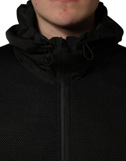 Chaqueta Bomber Dolce & Gabbana Negra con Capucha y Cremallera Completa para Hombre