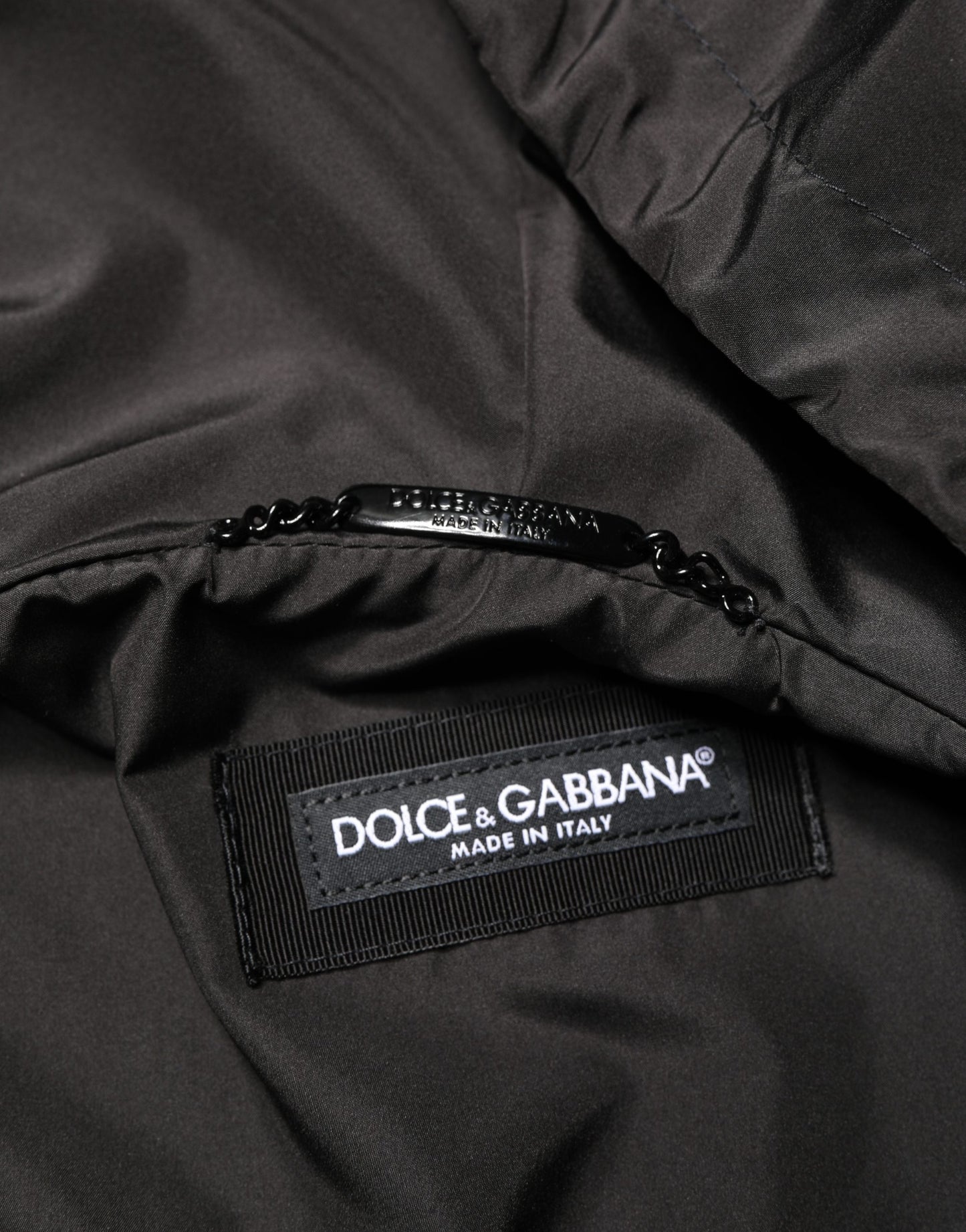 Chaqueta Bomber Dolce & Gabbana Negra con Capucha y Cremallera Completa para Hombre