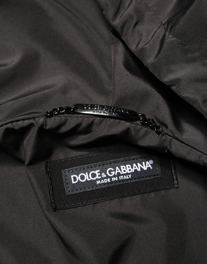 Chaqueta Bomber Dolce & Gabbana Negra con Capucha y Cremallera Completa para Hombre