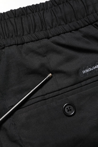 Dolce & Gabbana Black Cotton Skinny Men Jogger Trouser Pants
