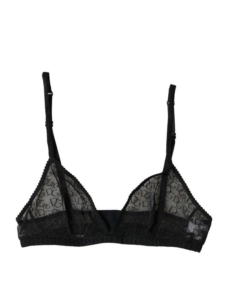 Dolce & Gabbana Sujetador de Copa Blanda Transparente Logo Mania Negro Ropa Interior