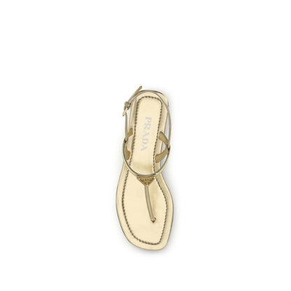 Prada Silver Calf Leather Bos Taurus Flat Sandals