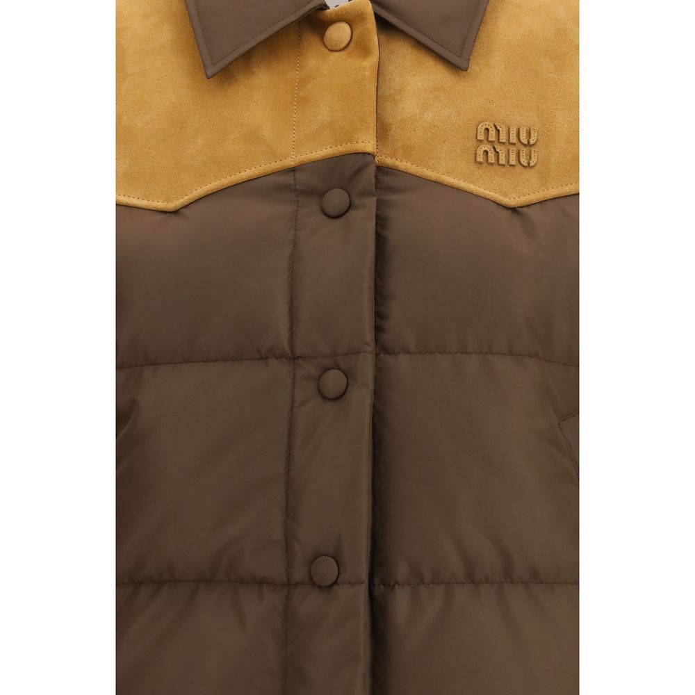 Chaqueta larga Miu Miu marrón de poliéster reciclado