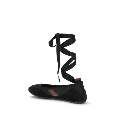 Ballerines en tissu noir Gucci