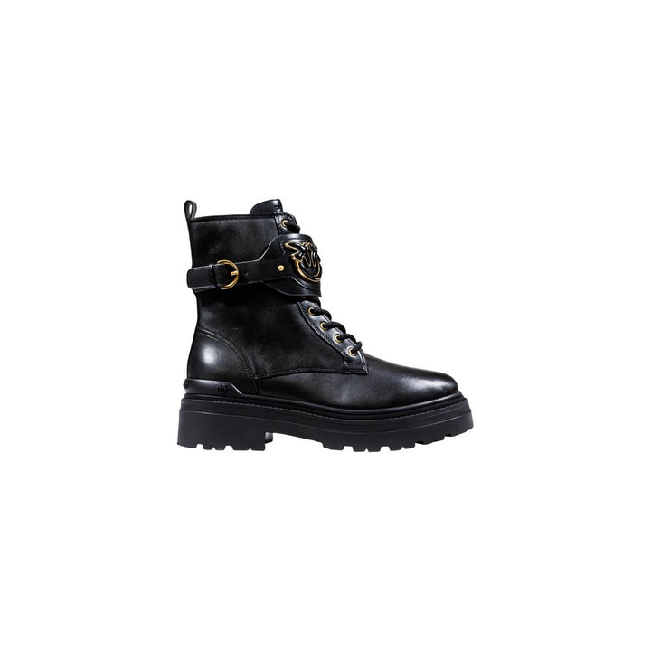 PINKO Black Leather Ankle Boots