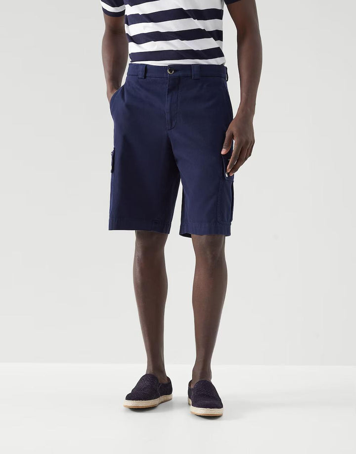 Brunello Cucinelli Blue Cotton Bermuda Shorts