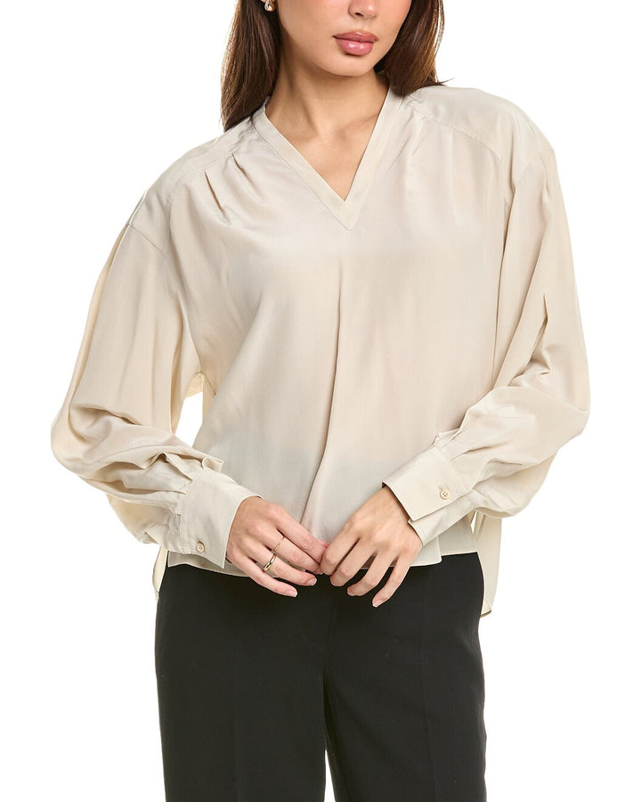 Brunello Cucinelli Beige Silk Blouse