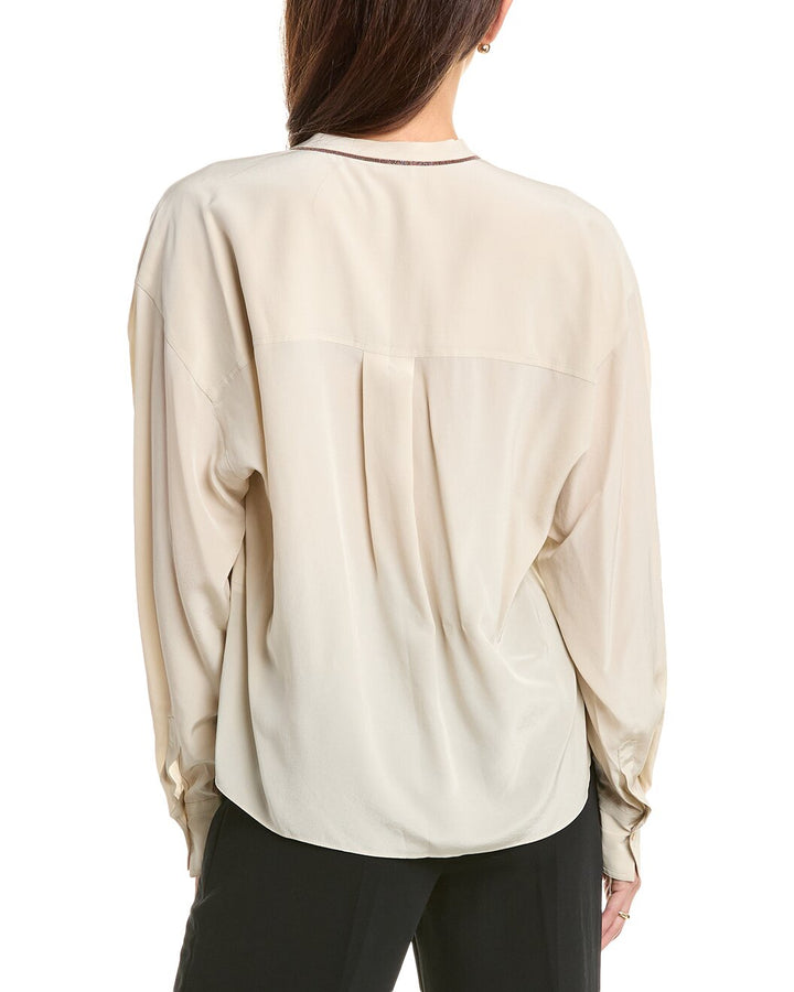 Brunello Cucinelli Beige Silk Blouse