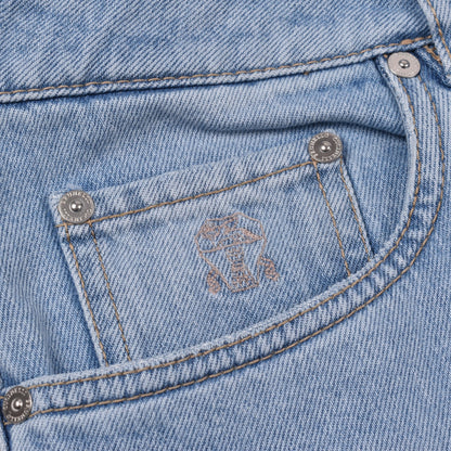 Brunello Cucinelli Blue Cotton Relaxed Fit Jeans