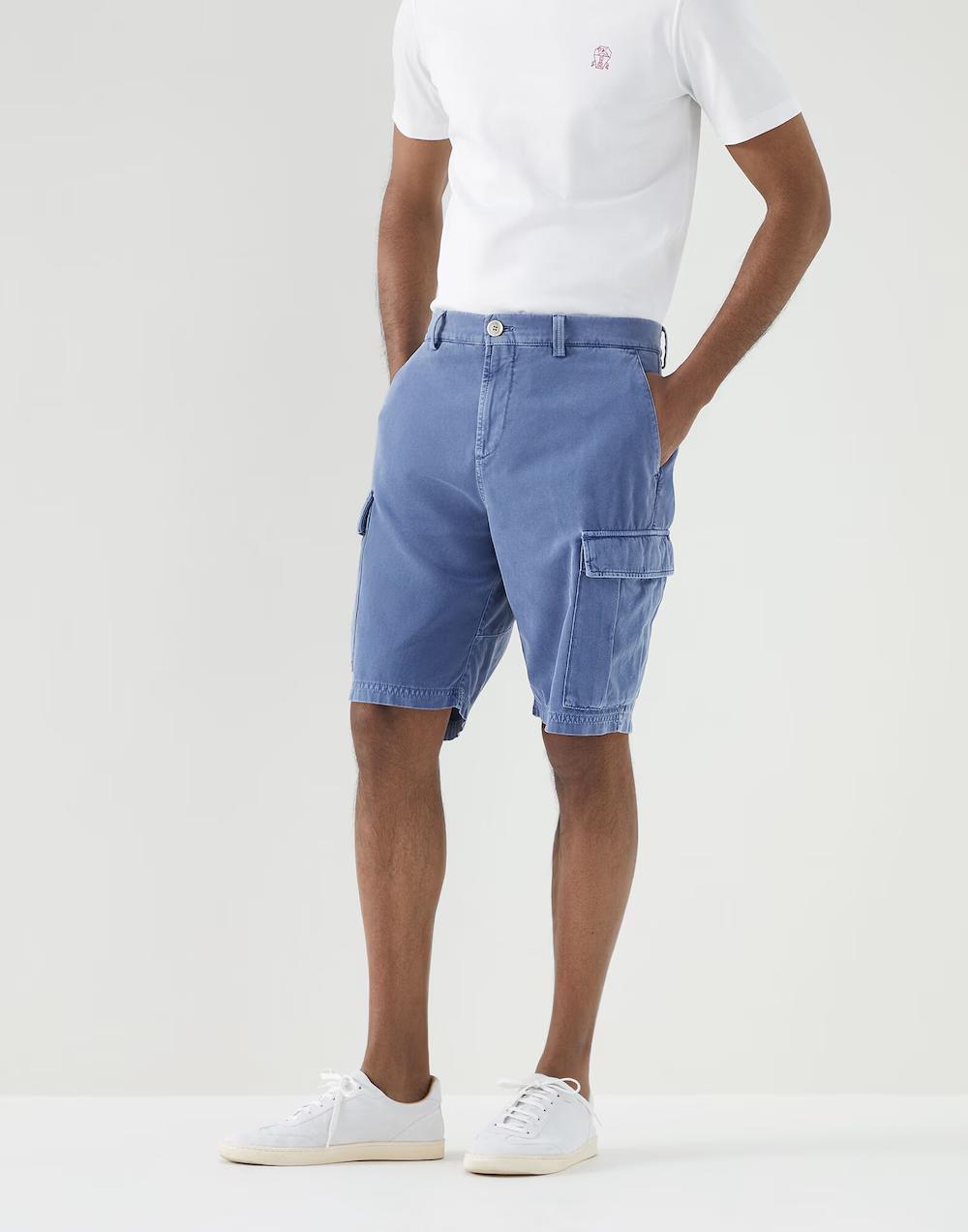Brunello Cucinelli Blue Cotton Bermuda Shorts