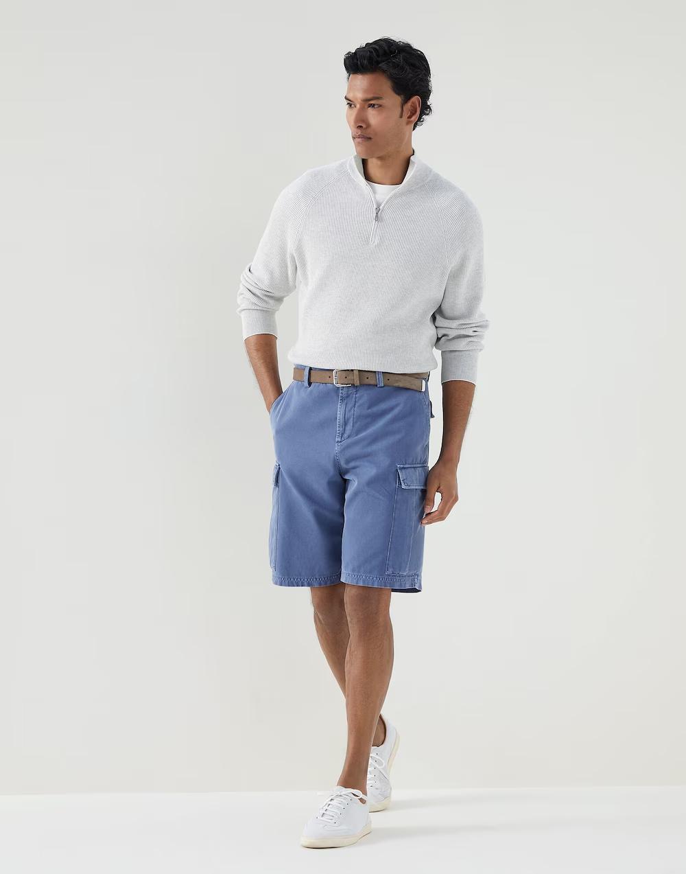 Brunello Cucinelli Blue Cotton Bermuda Shorts