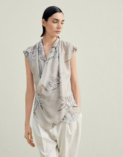 Brunello Cucinelli Bicolor Silk Blouse