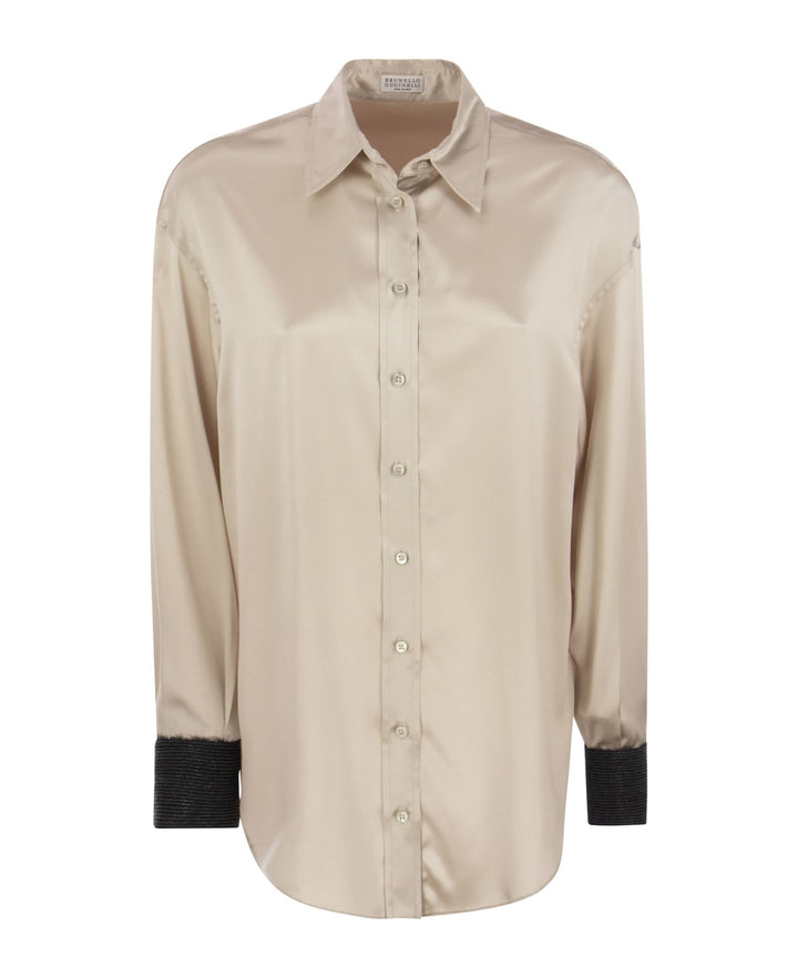 Brunello Cucinelli Beige Silk Shirt