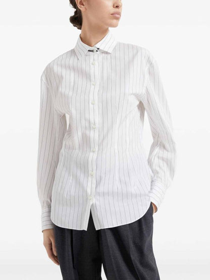 Brunello Cucinelli Bicolor Cotton Pattern Shirt