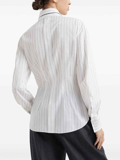 Brunello Cucinelli Bicolor Cotton Pattern Shirt