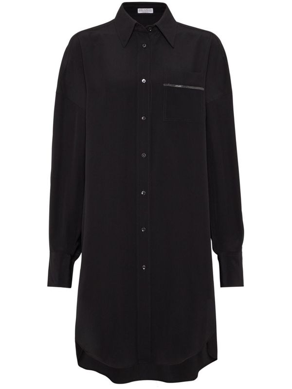 Brunello Cucinelli Black Silk Dress Shirt