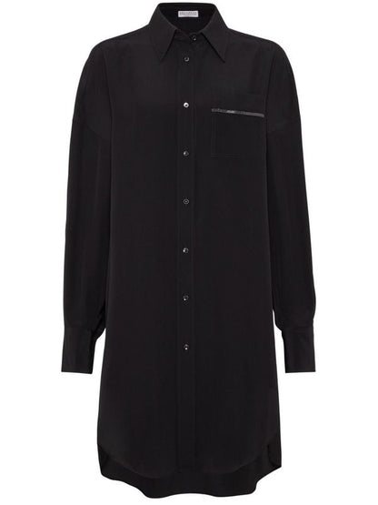 Brunello Cucinelli Black Silk Dress Shirt