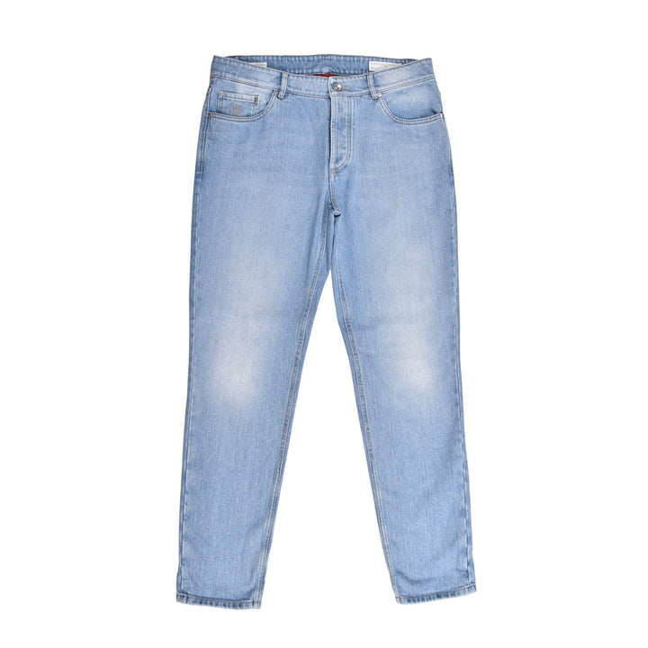 Brunello Cucinelli Blue Cotton Straight-Leg Jeans