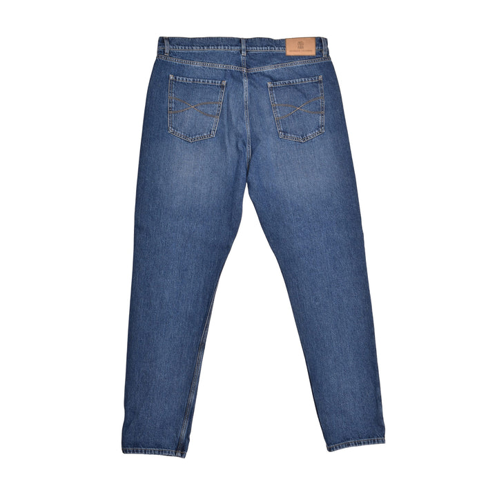 Brunello Cucinelli Blue Cotton Straight-Leg Jeans