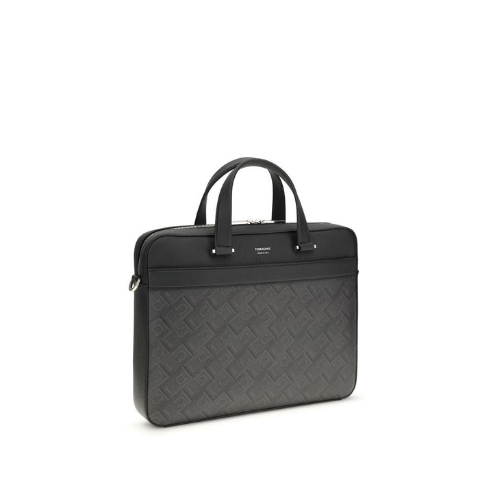 Maletín Ferragamo de piel de becerro gris Bos Taurus