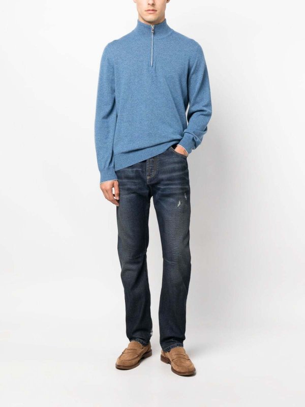 Brunello Cucinelli Black Cotton Straight-Leg Jeans