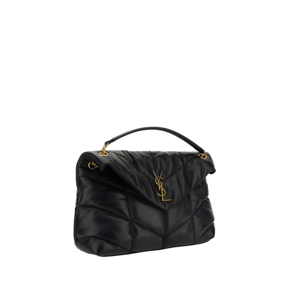 Bolso de hombro Saint Laurent de piel de cordero negra
